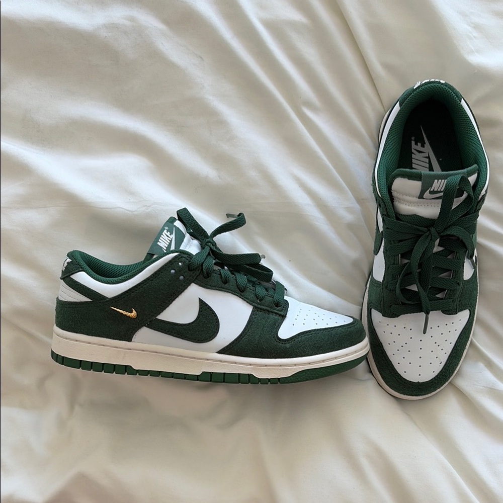 Nike Forest Green and White Low-Top Sneakers